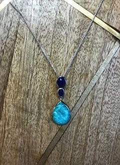 Stering Silver Lapis Amazonite Africa Pendant Necklace