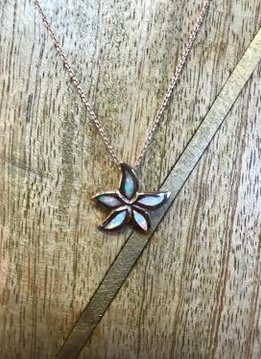 Sterling Rose Gold Necklace with White Opal Starfish Pendant
