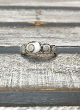 Sterling Silver Natural Shell Ring, Size 7