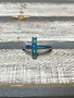 Sterling Silver Ring with Blue Opal Cross, Size 6