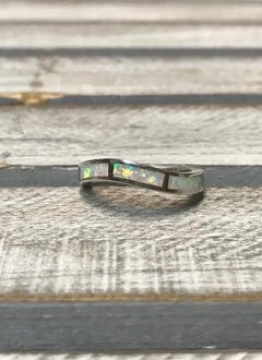 Sterling Silver White Opal Curve Ring, Size 5