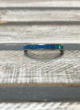 Sterling Silver and Blue Opal Ring, Size 8