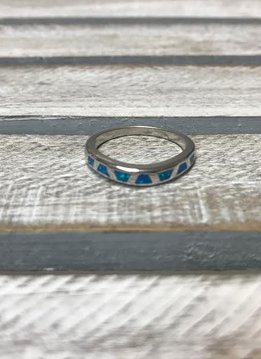Sterling Silver with Blue Opal Cut Out Ring, Size 7