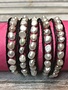 Handmade Dark Brown Leather and White Pearl Wrap Bracelet