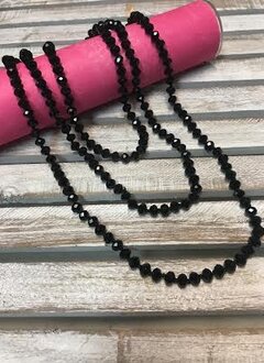 Handmade Black Crystal Bead Wrap Necklace