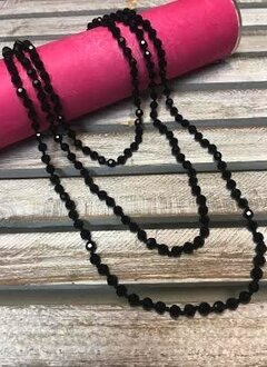 Handmade Medium Black Crystal Bead Wrap Necklace
