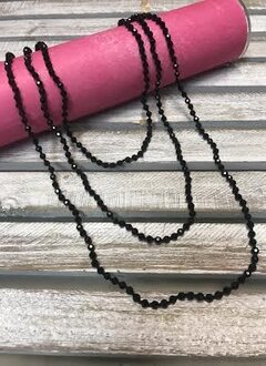 Handmade Small Black Crystal Bead Wrap Necklace