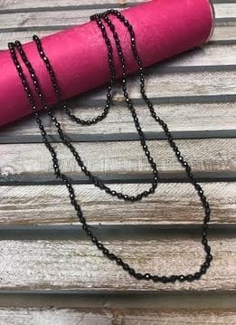 Handmade Small Charcoal Gray Crystal Bead Wrap Necklace