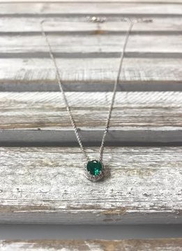 May Halo Birthstone Necklace