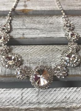 Silver Necklace with Round Rhinestones
