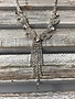 Silver Rhinestone Necklace with Tassel Decor