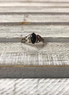 Black Stone Celtic Knotts Ring, Size 6