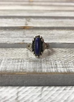Sterling Silver Blue Stones Vintage Ring, Size 6
