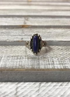 Sterling Silver Blue Stones Vintage Ring, Size 5
