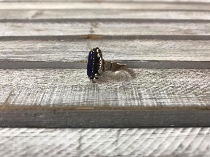 Sterling Silver Blue Stones Vintage Ring, Size 6