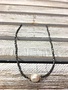 Handmade Charcoal Gray Seed Bead with Pearl Choker
