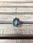 Sterling Silver Chunky Faceted Blue Topaz Oval Ring, Size 8