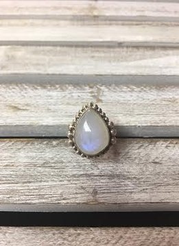 Sterling Silver Chunky Moonstone Tear Drop Ring, Size 7