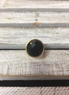 Sterling Silver Gold Plated Chunky Black Onyx Ring, Size 7