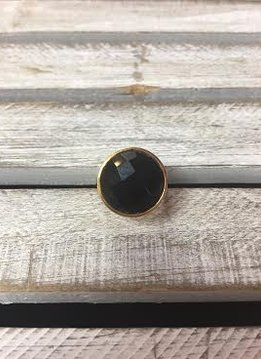 Sterling Silver Gold Plated Chunky Black Onyx Ring, Size 7