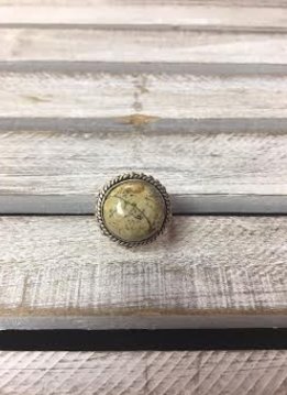 Sterling Silver Chunky Round Jasper Ring, Size 9