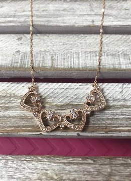 Cubic Ziconia Rose Gold Magnetic Heart Necklace