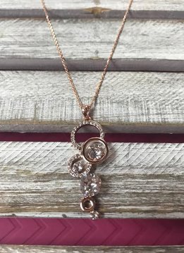 Rose Gold Cubic Zirconia Layered Circle Pendant