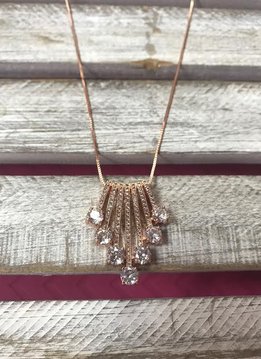 Cubic Zirconia Rose Gold Waterfall Necklace