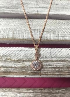 Rose Gold Cubic Zirconia Three Tier Pendant Necklace