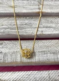 Cubic Zirconia Gold Necklace with Round Pendant
