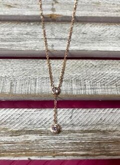 Cubic Zirconia Rose Gold Y Necklace