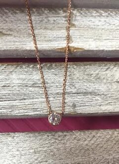 Cubic Zirconia Rose Gold Plated with Round Pendant