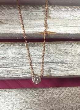 Cubic Zirconia Rose Gold Plated with Round Pendant