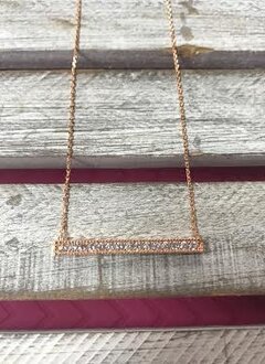 Cubic Zirconia Rose Gold Plated Bar Necklace