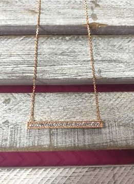 Cubic Zirconia Rose Gold Plated Bar Necklace