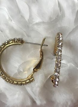 Rhinestone Gold Hoop Earrings