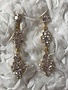Gold Rhinestone Three Tier Dangle Earrings