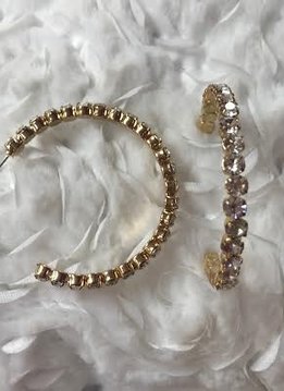 Large Gold Hoop Rhinestone Earrings