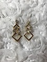 Cubic Zirconia Gold Earrings with Layered Squares
