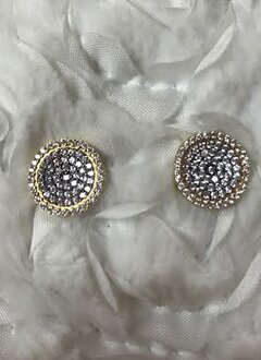 Gold Stud Earrings with Cubic Zirconia Pave Circle