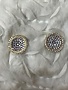 Gold Stud Earrings with Cubic Zirconia Pave Circle