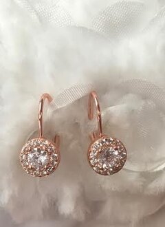 Rose Gold Plated Earrings with Round Cubic Zirconia Stone
