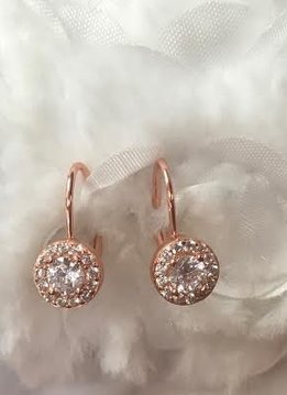 Rose Gold Plated Earrings with Round Cubic Zirconia Stone