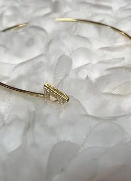 Gold Plated Triangle Bangle with Cubic Zirconia