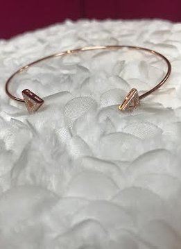 Rose Gold Plated Triangle Bangle with Cubic Zirconia