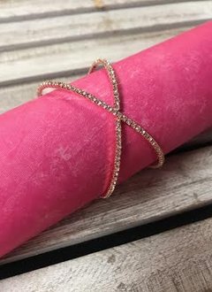 Rose Gold X Bracelet with Rhinestones