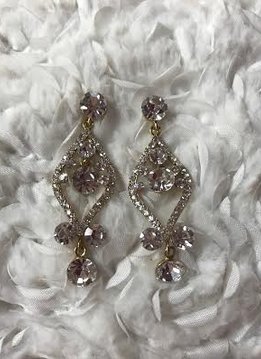 Gold Clear Rhinestone Chandelier Earrings