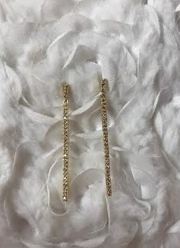 Gold Vertical Bar Cubic Zirconia Earrings