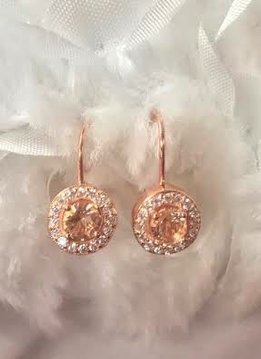 Rose Gold Plated Earrings with Round Morganite Diamond