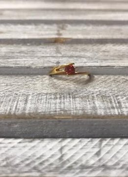 Stainless Steel Gold Plating with Cubic Zirconia Red Stone Size 8